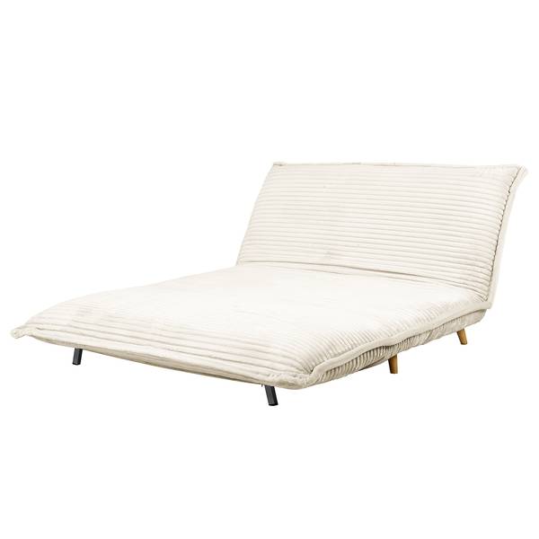 Schlafsofa KAPASIA Cord / Metall - Creme / Eiche Hell