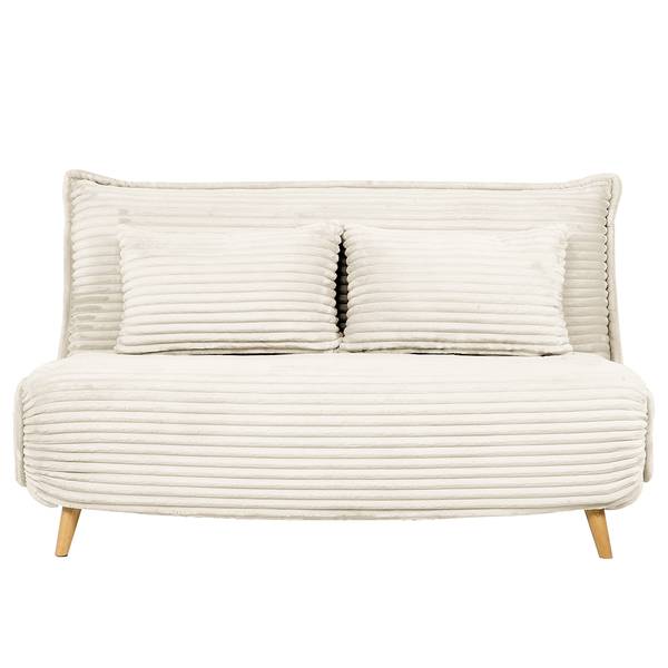 Schlafsofa KAPASIA Cord / Metall - Creme / Eiche Hell