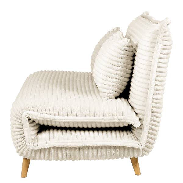 Schlafsofa KAPASIA Cord / Metall - Creme / Eiche Hell