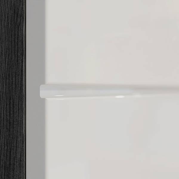 Salle de bain Sarai - 4 élém. Blanc brillant / Imitation chêne de Sardaigne gris cendré - Argent cendré