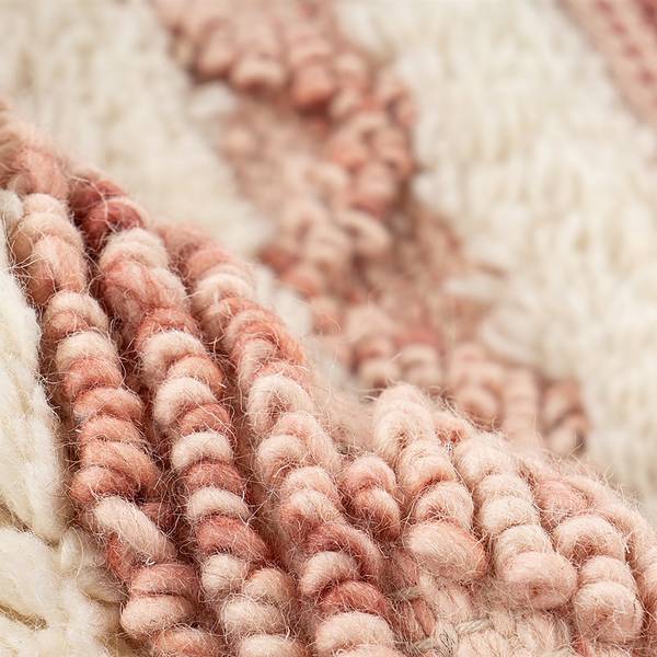 Kurzflorteppich Bohist 200 Wolle / Baumwolle - Creme / Altrosa - 120 x 180 cm