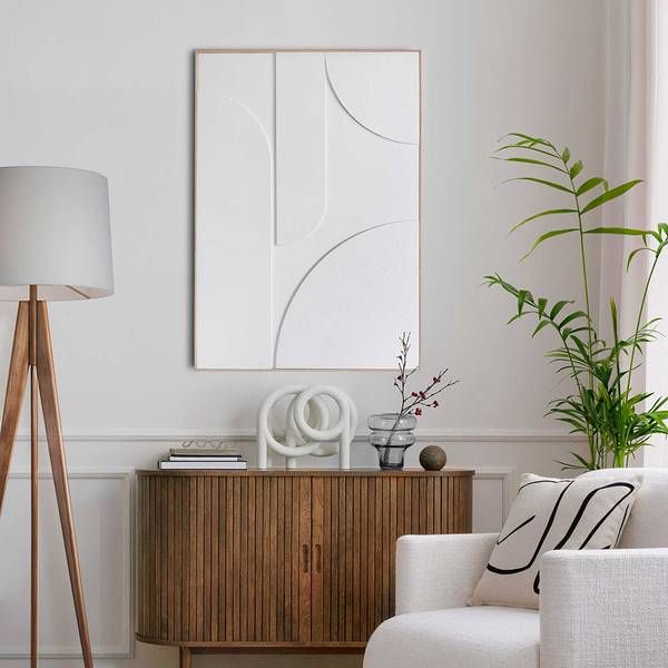 Tableau déco Relief Saturn Cadre en MDF - 70 x 100 cm - Blanc