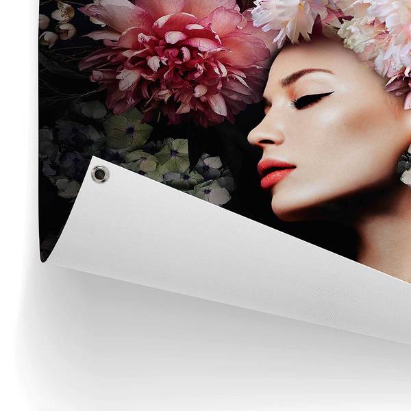Outdoor-Poster Frau mit Blumenhut PVC - Pink - 60 x 80 cm