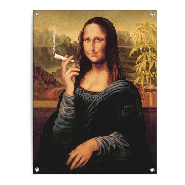 Poster extérieur Mona Lisa abstrait PVC - Marron - 60 x 80 cm