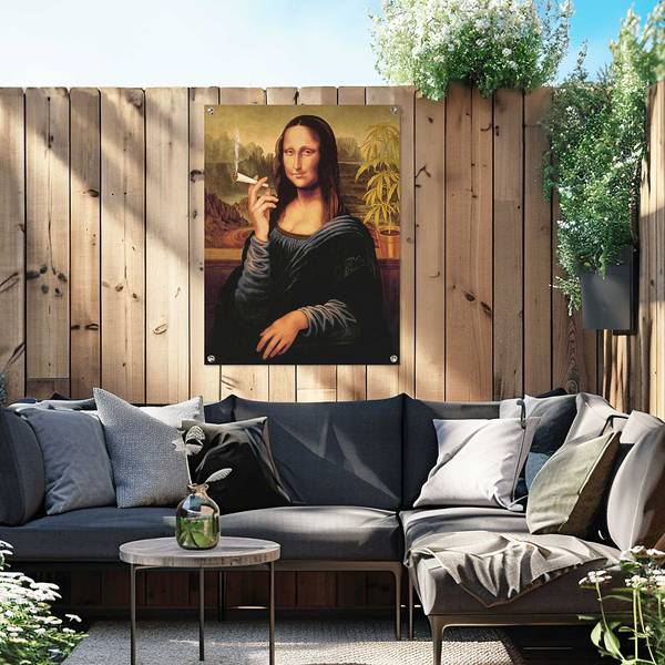Poster extérieur Mona Lisa abstrait PVC - Marron - 60 x 80 cm