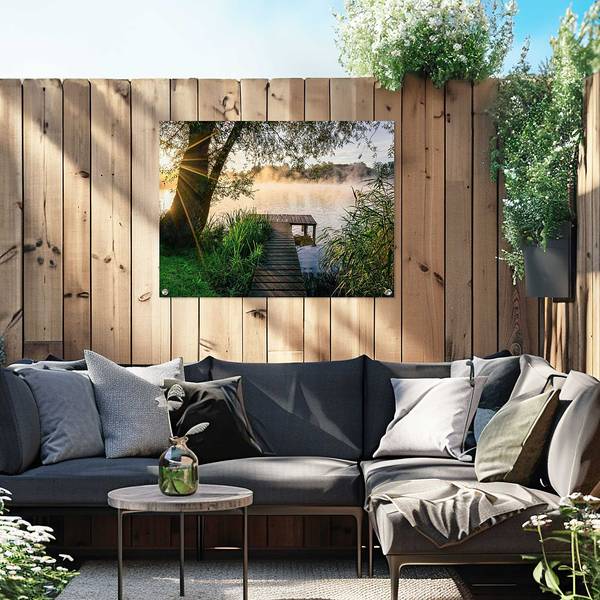 Outdoor-Poster Früh morgens PVC - Grün - 60 x 80 cm