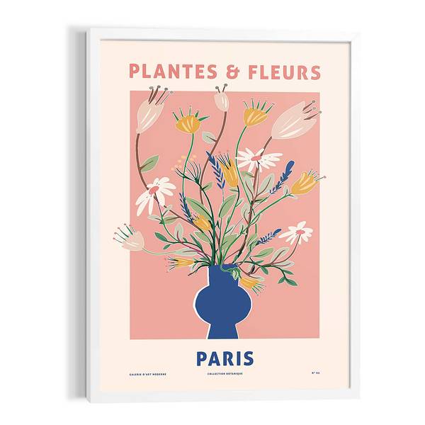 Gerahmtes Bild Blumen Blau - 50 x 70 cm