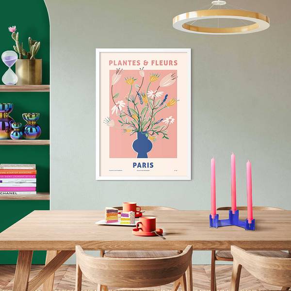Gerahmtes Bild Blumen Blau - 50 x 70 cm