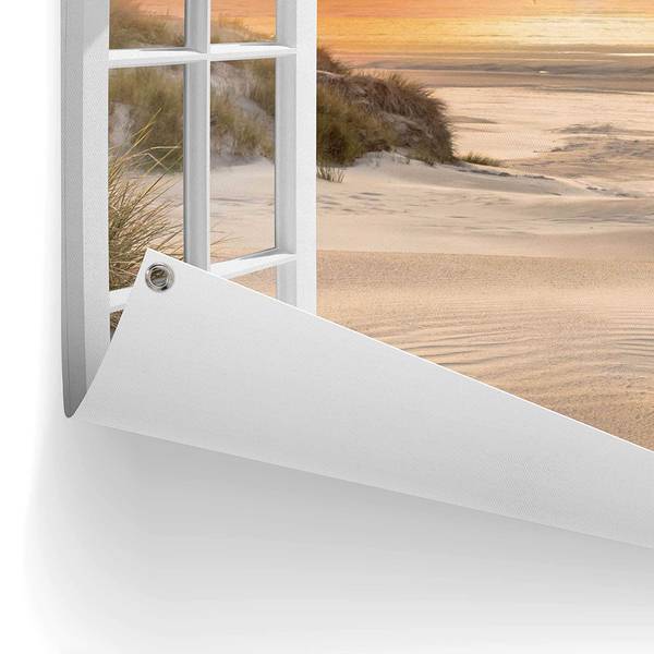 Outdoor-poster Zonsondergang strand PVC - oranje - 60 x 80 cm