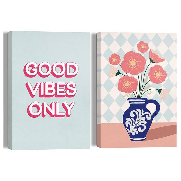 Leinwandbild-Set GoodVibes Only 2-teilig Blau - 20 x 30 cm