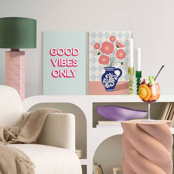 Leinwandbild-Set GoodVibes Only 2-teilig Blau - 20 x 30 cm