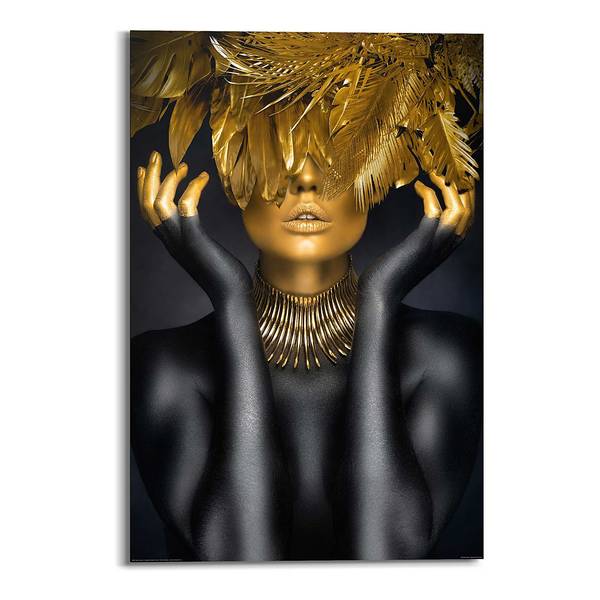 Tableau déco Golden Feathers Doré - 60 x 90 cm