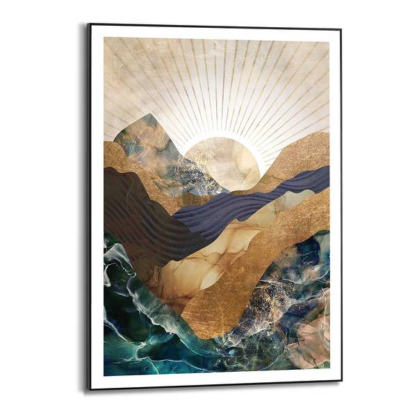 Gerahmtes Bild Autumn Mountains Blau - 50 x 70 cm