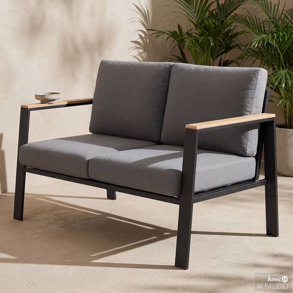 Canapé lounge 2 places Aviel Aluminium / Polyester - Anthracite