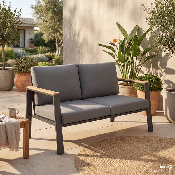 Canapé lounge 2 places Aviel Aluminium / Polyester - Anthracite