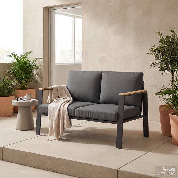 Canapé lounge 2 places Aviel Aluminium / Polyester - Anthracite