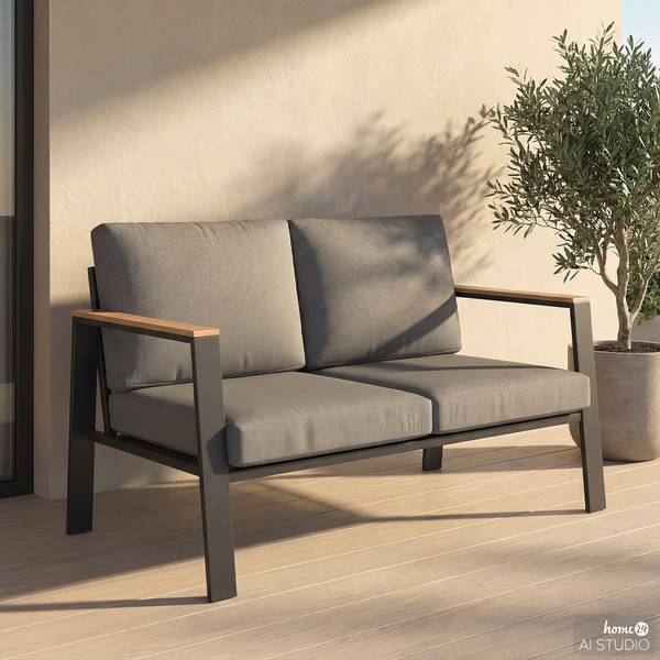 Canapé lounge 2 places Aviel Aluminium / Polyester - Anthracite