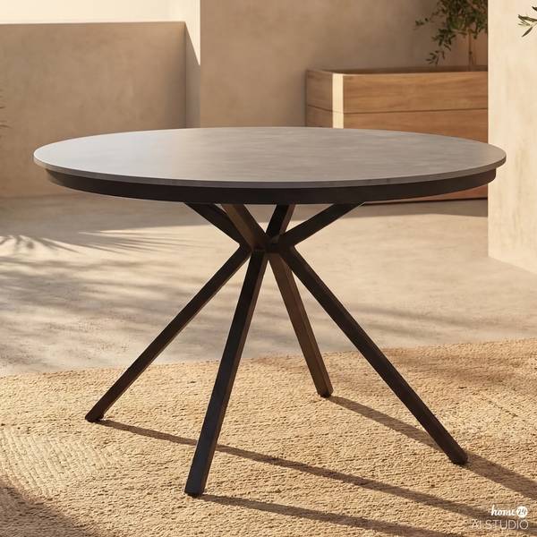 Esstisch Arlo Aluminium / Steinzeug - Grau