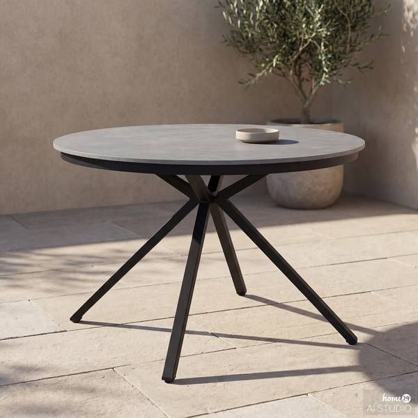 Esstisch Arlo Aluminium / Steinzeug - Grau