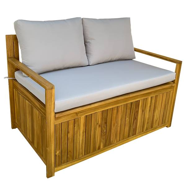 Massive Gartenbank Luwo Akazie massiv / Polyester - Braun / Grau