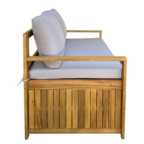 Massive Gartenbank Luwo Akazie massiv / Polyester - Braun / Grau