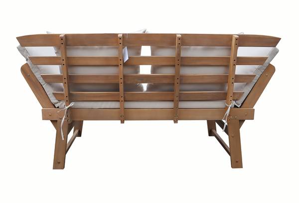 Houten tuinbank Ariany massief acaciahout/geweven stof - wit/bruin