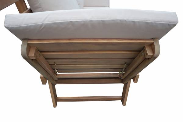 Houten tuinbank Ariany massief acaciahout/geweven stof - wit/bruin