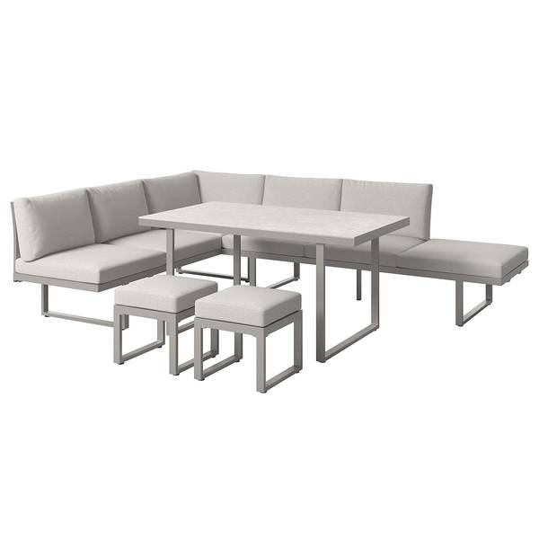 Dining-Loungeset Kalinda 5-teilig Aluminium / Polyester - Hellgrau