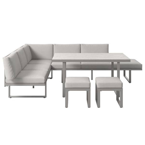 Dining-Loungeset Kalinda 5-teilig Aluminium / Polyester - Hellgrau