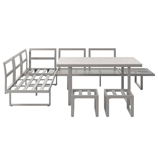Dining-Loungeset Kalinda 5-teilig Aluminium / Polyester - Hellgrau