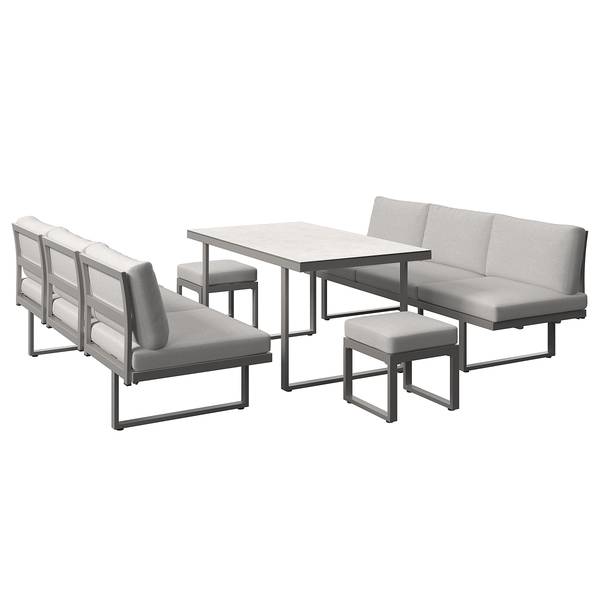 Dining-Loungeset Kalinda 5-teilig Aluminium / Polyester - Hellgrau