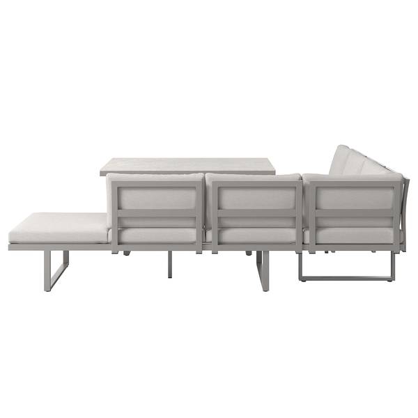 Dining-Loungeset Kalinda 5-teilig Aluminium / Polyester - Hellgrau