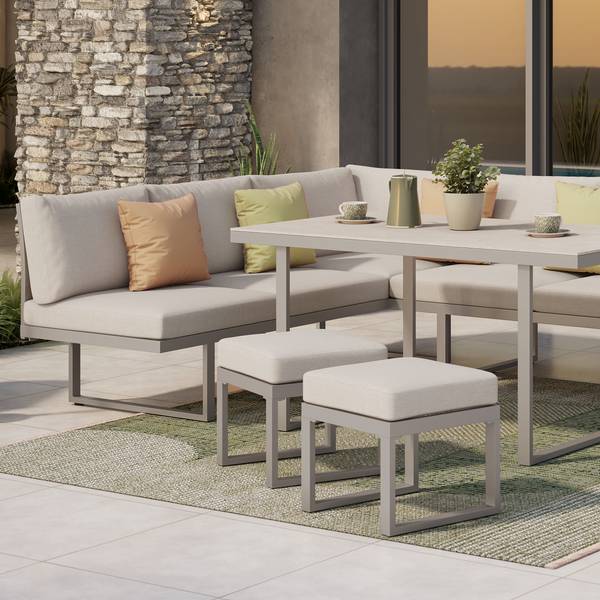 Dining-Loungeset Kalinda 5-teilig Aluminium / Polyester - Hellgrau