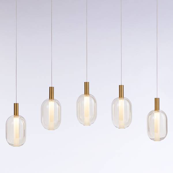 Pendelleuchte EXEMLAR Farbglas / Aluminium - 5-flammig - Flammenanzahl: 5