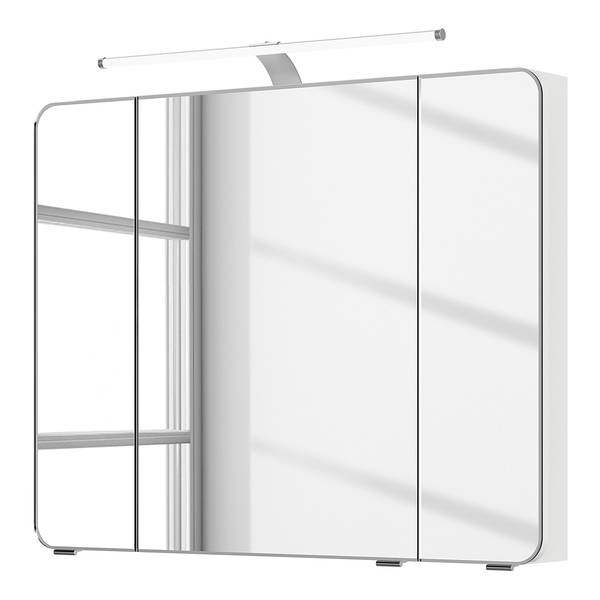 Beleuchteter Spiegelschrank 4005 Hochglanz Weiß - Breite: 90 cm