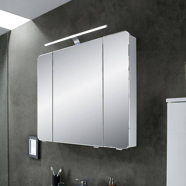 Beleuchteter Spiegelschrank 4005 Hochglanz Weiß - Breite: 90 cm