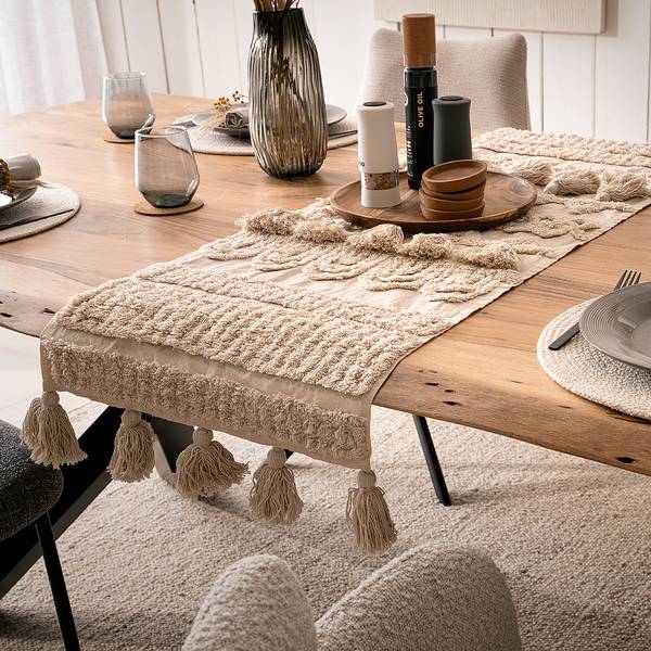 Chemin de table Iridia Coton - Crème - 40 x 120 cm
