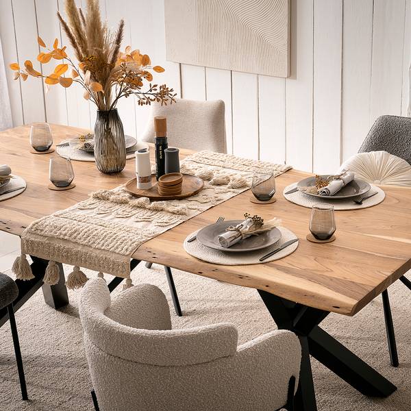 Chemin de table Iridia Coton - Crème - 40 x 120 cm
