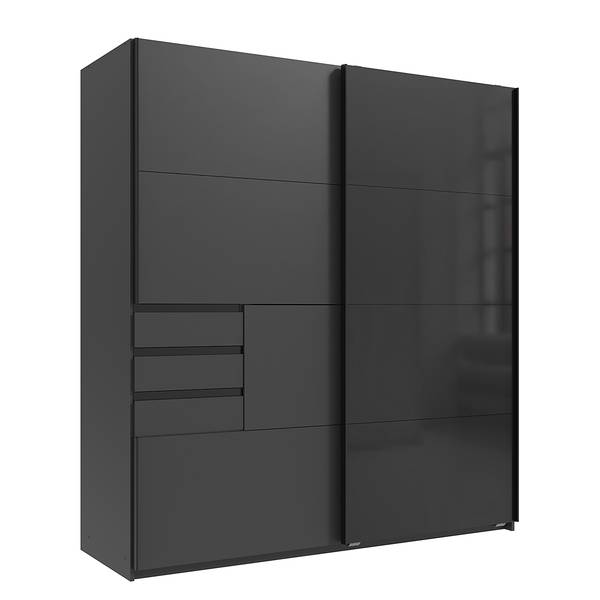 Schwebetürenschrank Schwerin Glas - Schwarz / Graphit