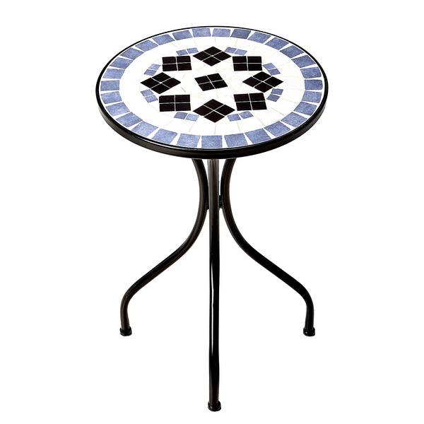 Bijzettafel PALAZZO ijzer/keramiek - lichtblauw