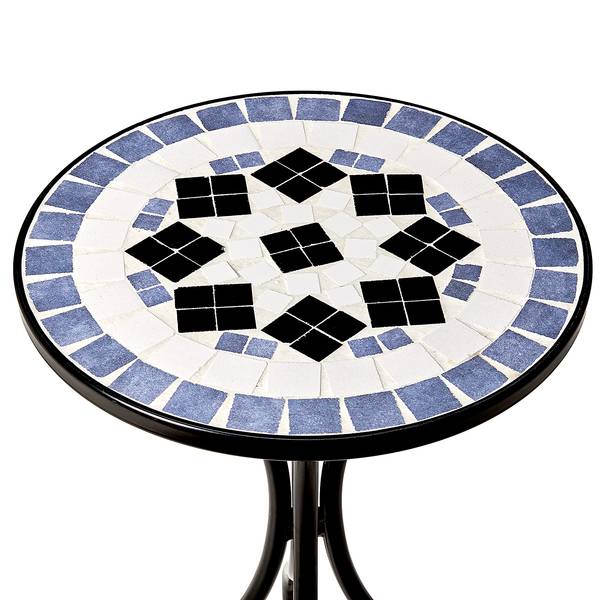 Bijzettafel PALAZZO ijzer/keramiek - lichtblauw