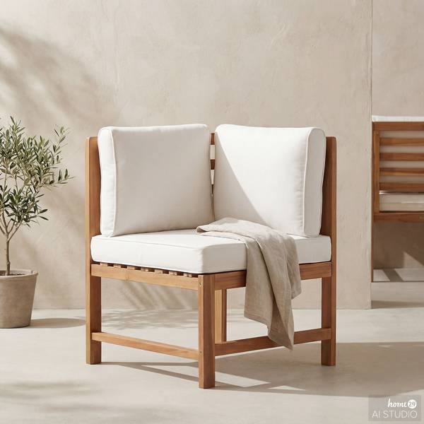 Diningeckelement Bayton Akazie massiv / Polyester - Braun / Beige