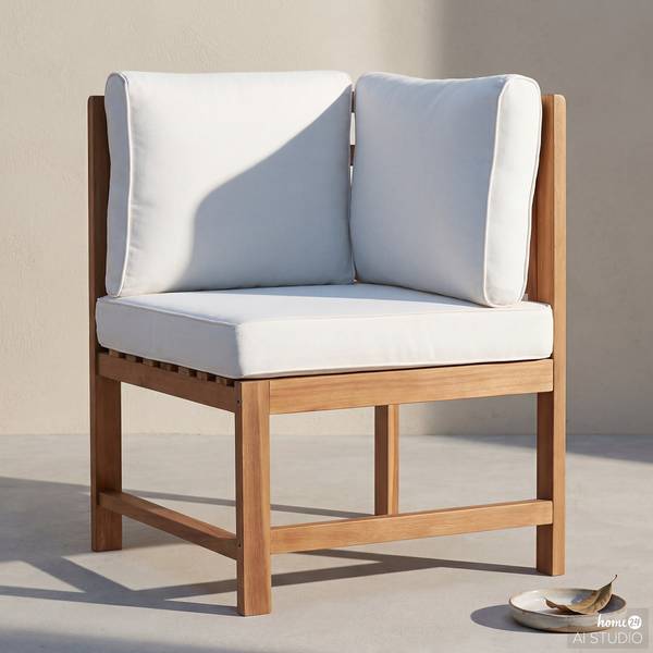 Diningeckelement Bayton Akazie massiv / Polyester - Braun / Beige