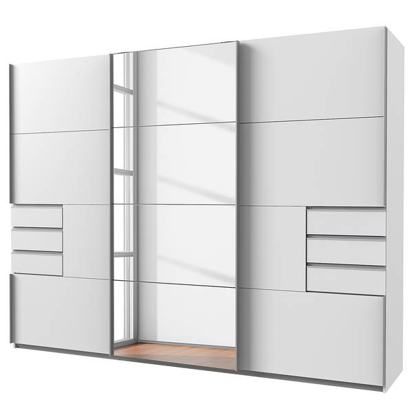 Schwebetürenschrank Saigon - Spiegel Weiß - Breite: 270 cm - Silber