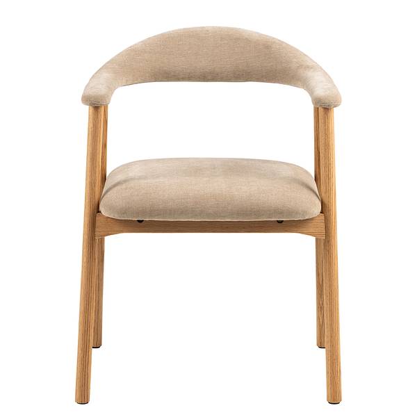 Lot De 2 Chaises De Salle à Manger Avec Accoudoirs - Design Doux Beige Et Pieds Dorés - Chaise Rembourrée Moderne