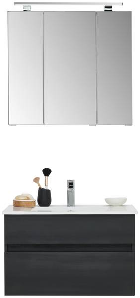 Badezimmerset NV 2-teilig 70 cm breit Eiche Schwarz