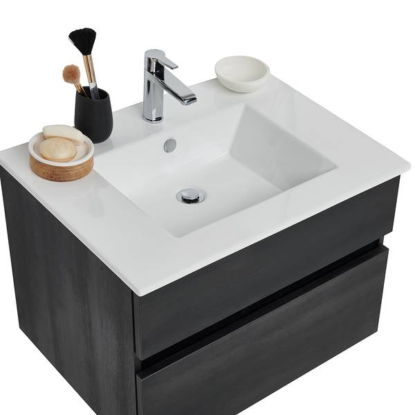 Badezimmerset NV 2-teilig 70 cm breit Eiche Schwarz
