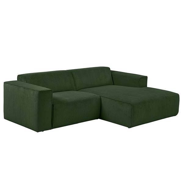 Ecksofa Mandrio mit Longchair Cordstoff Zuri: Wintermoos - Breite: 234 cm - Longchair davorstehend rechts