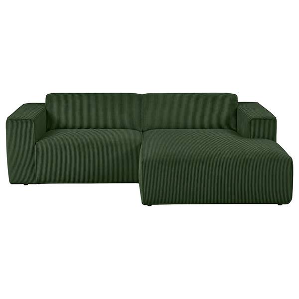 Ecksofa Mandrio mit Longchair Cordstoff Zuri: Wintermoos - Breite: 234 cm - Longchair davorstehend rechts