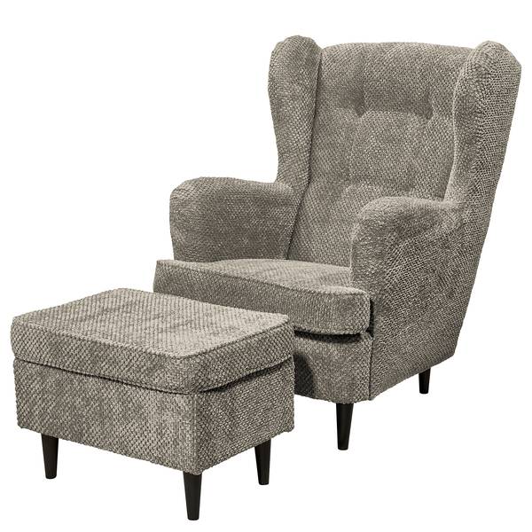 Fauteuil Marson Tissu, microfibre - Tissu structuré Vilja: Taupe - Avec repose-pieds